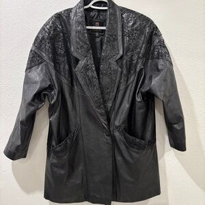 Rare vintage 80s irons and Baker oversized black leather women’s jacket